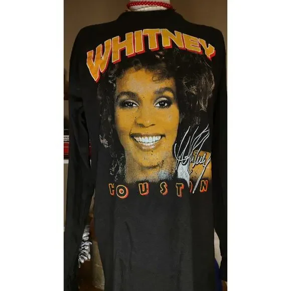 NWOT Women’s Licensed Whitney Houston Long Sleeve T Shirt Sz S/M Rare Class0 - Picture 2 of 5